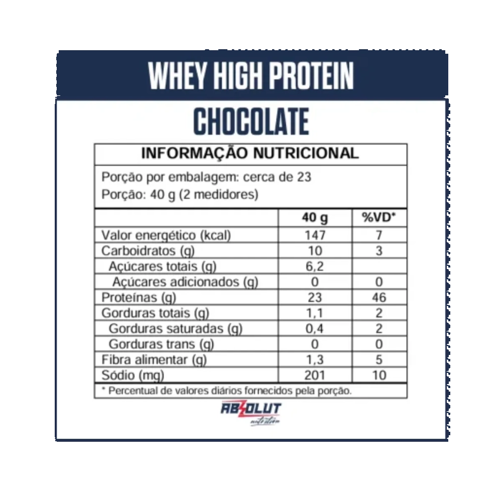 Whey High Protein Sabor Chocolate 900g Absolut 