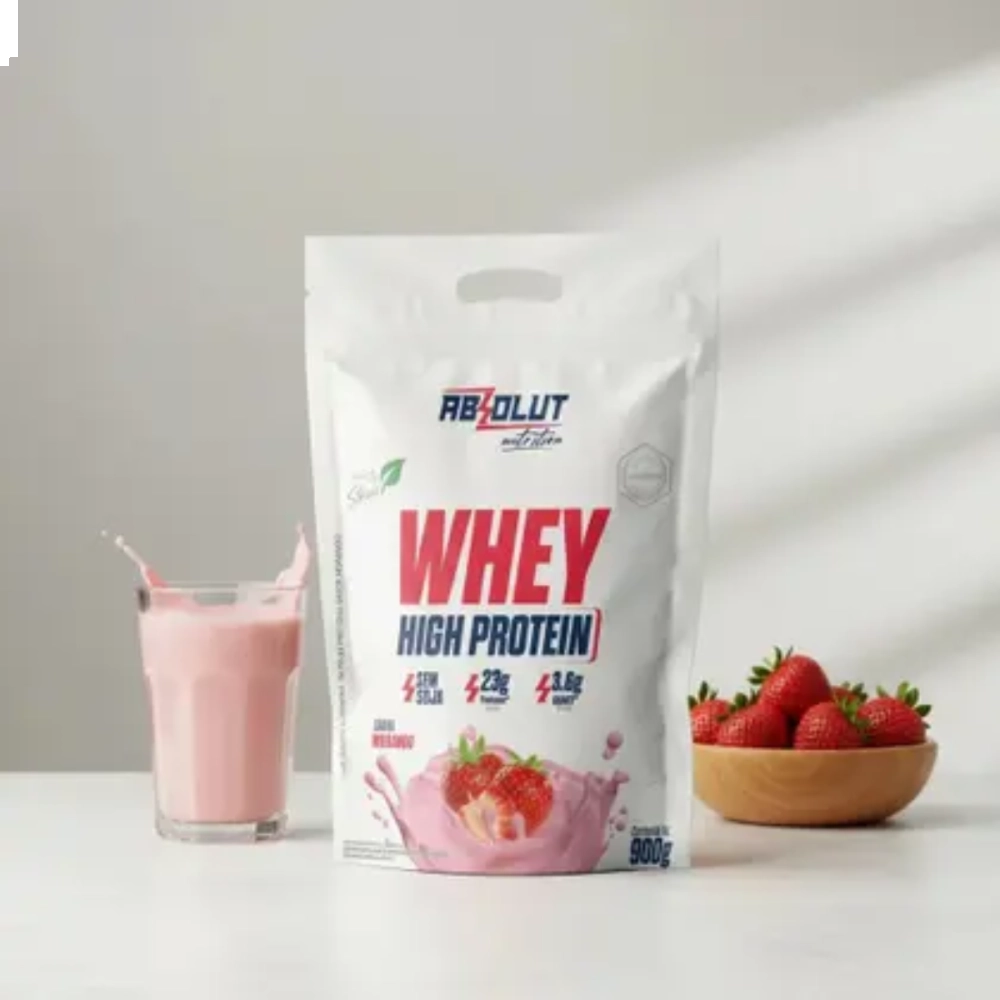 Whey High Protein Sabor Morango 900g Absolut 